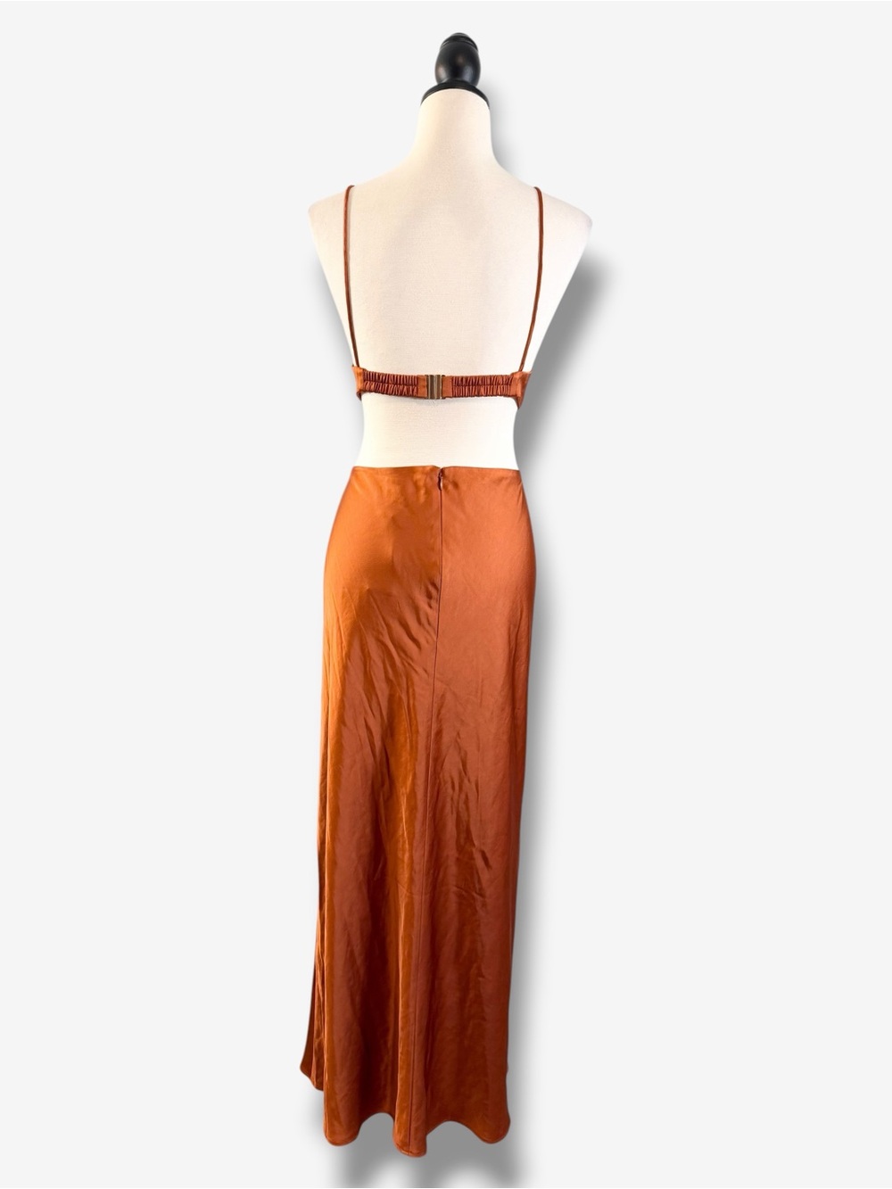 Anthropologie Significant Other Jacy Dress Size US 12 Clay Maxi Cutout Satin - Picture 4 of 14
